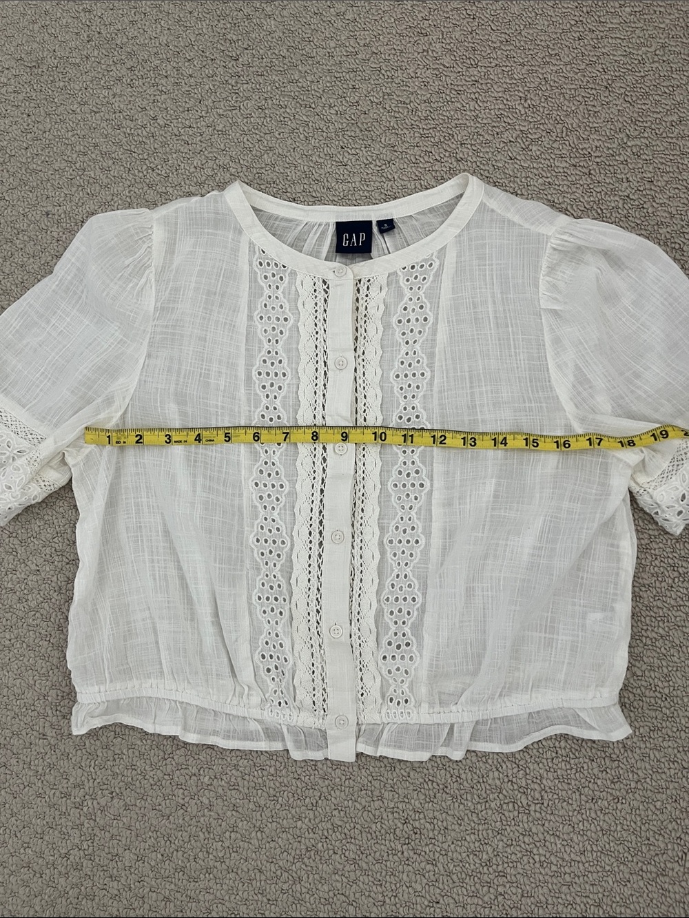 Gap Lace-Trim Puff Sleeve Shirt - Picture 10 of 10